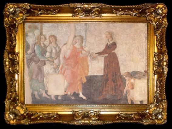 framed  Sandro Botticelli A Young Woman Receives Gifts from Venus and the Three Graces (mk05), ta009-2